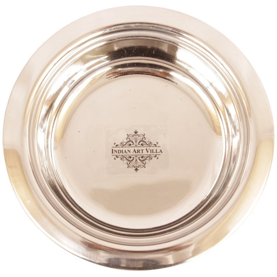IndianArtVilla Steel Copper Round Entree Bowl, 8 Oz
