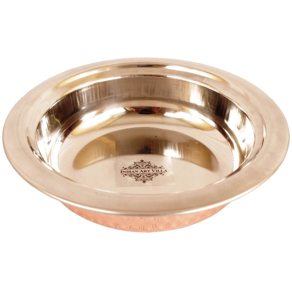 IndianArtVilla Steel Copper Round Entree Bowl, 15 Oz