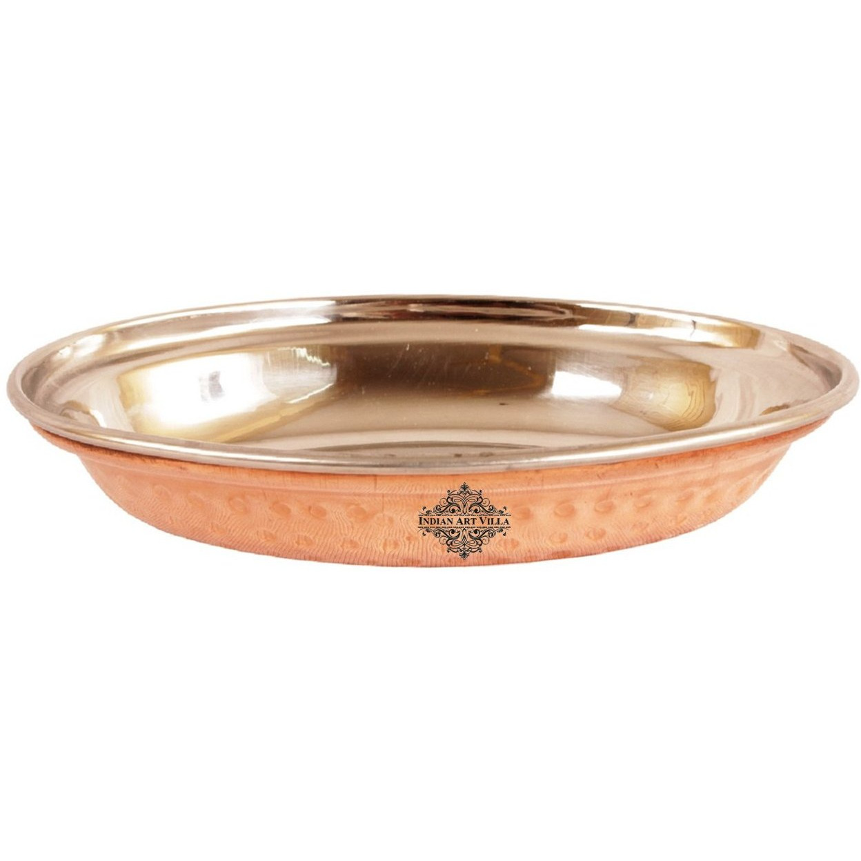 IndianArtVilla Steel Copper Oval Platter|Serveware & Tableware| 13Oz