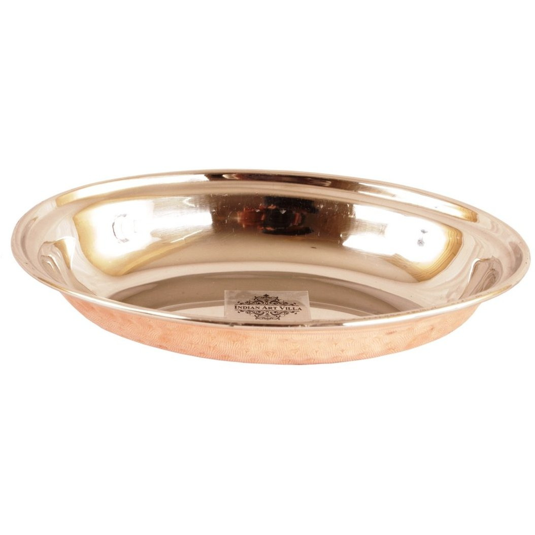 IndianArtVilla Steel Copper Oval Platter|Serveware & Tableware| 20 Oz