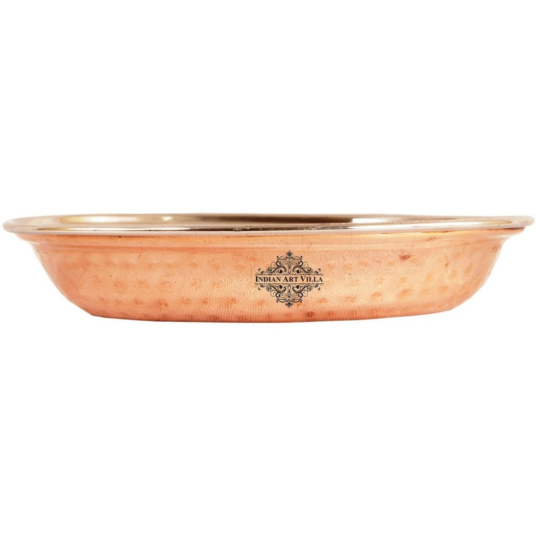 IndianArtVilla Steel Copper Oval Platter|Serveware & Tableware| 20 Oz
