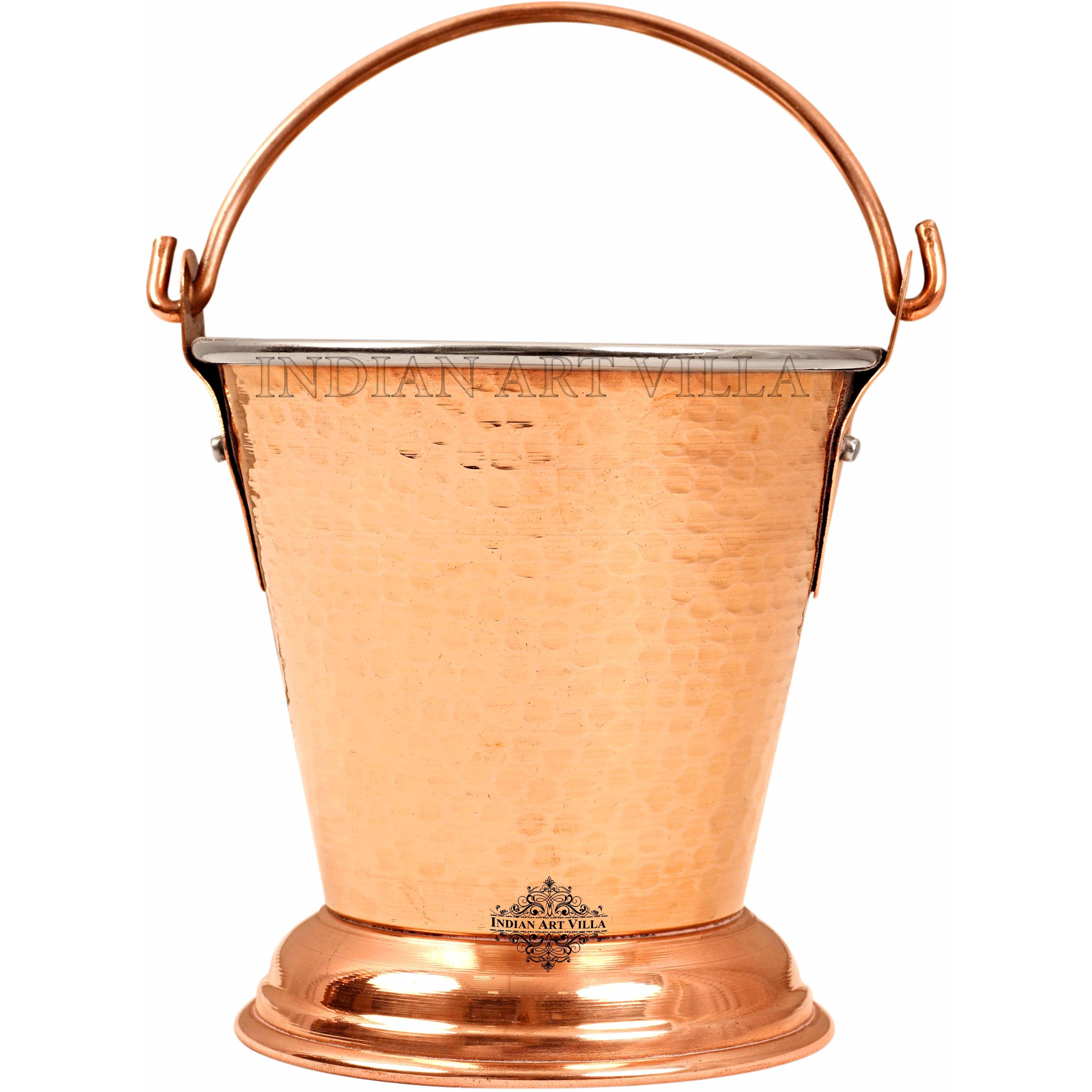 IndianArtVilla Steel Copper Serving Bucket|Kitchenware & Tableware|10 Oz