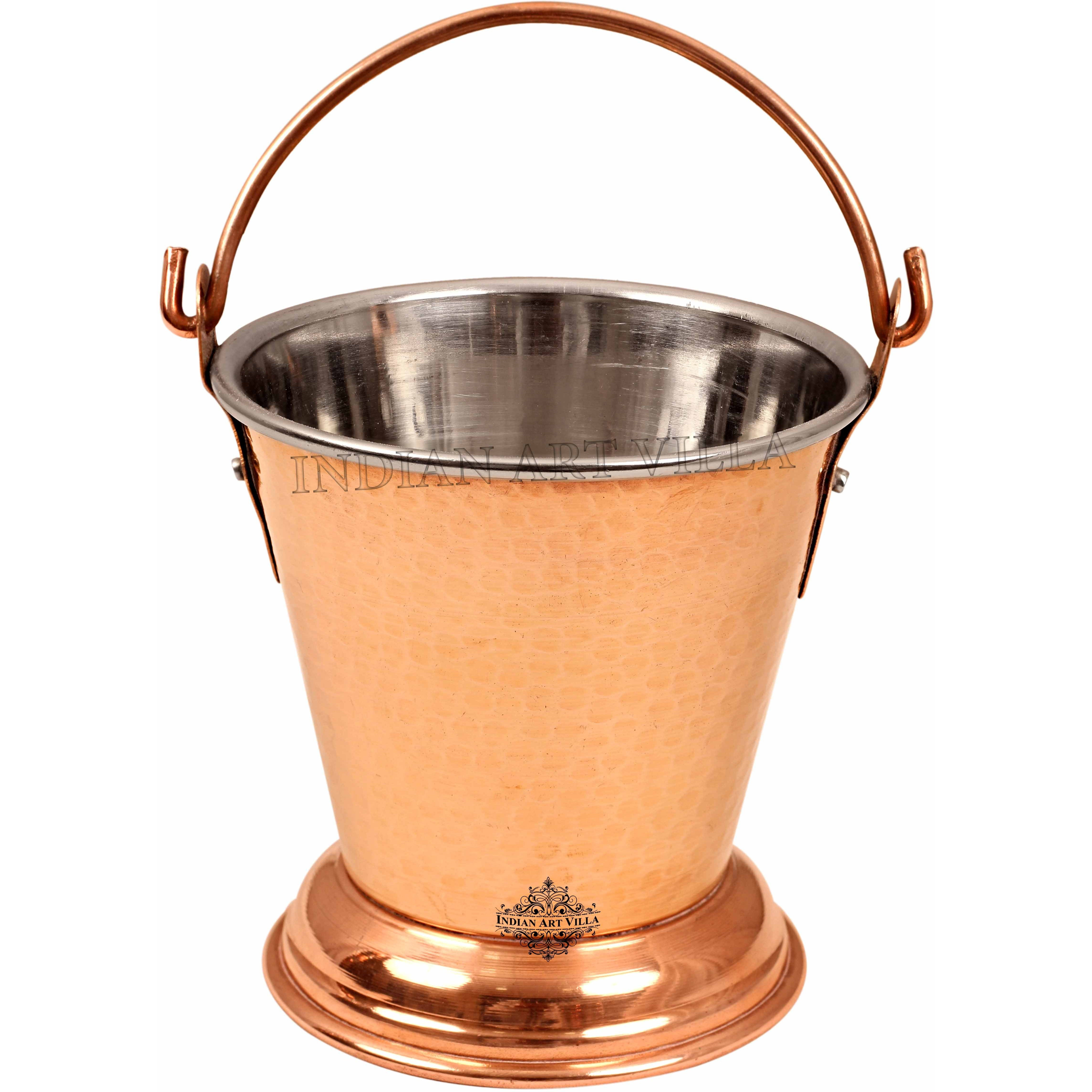 IndianArtVilla Steel Copper Serving Bucket|Kitchenware & Tableware|13Oz