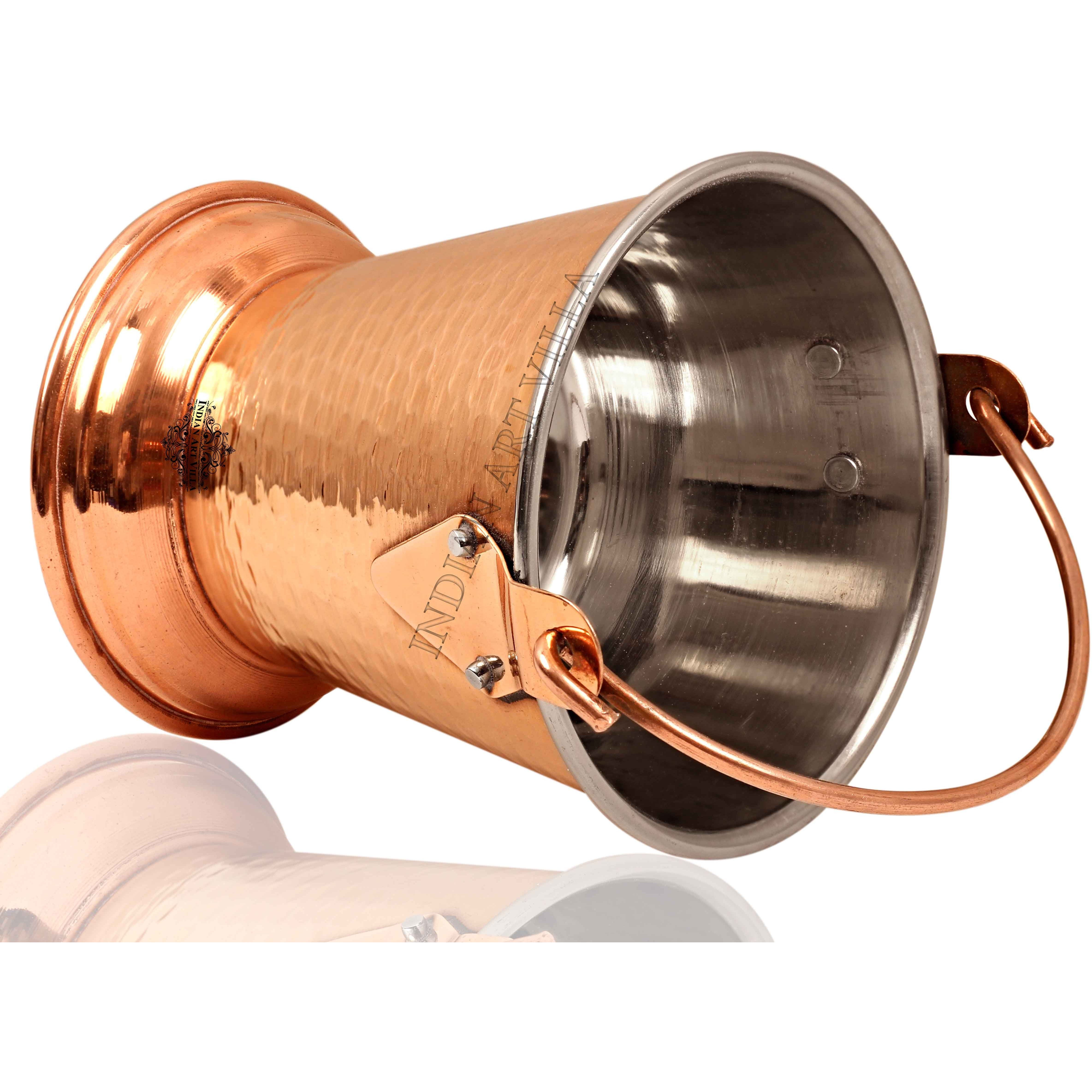 IndianArtVilla Steel Copper Serving Bucket|Kitchenware & Tableware|13Oz