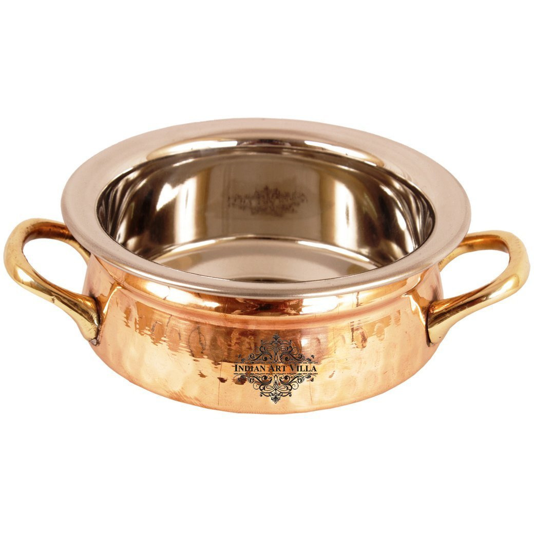 IndianArtVilla Steel Copper Serving Handi Bowl|Serveware & Dinnerware|11Oz