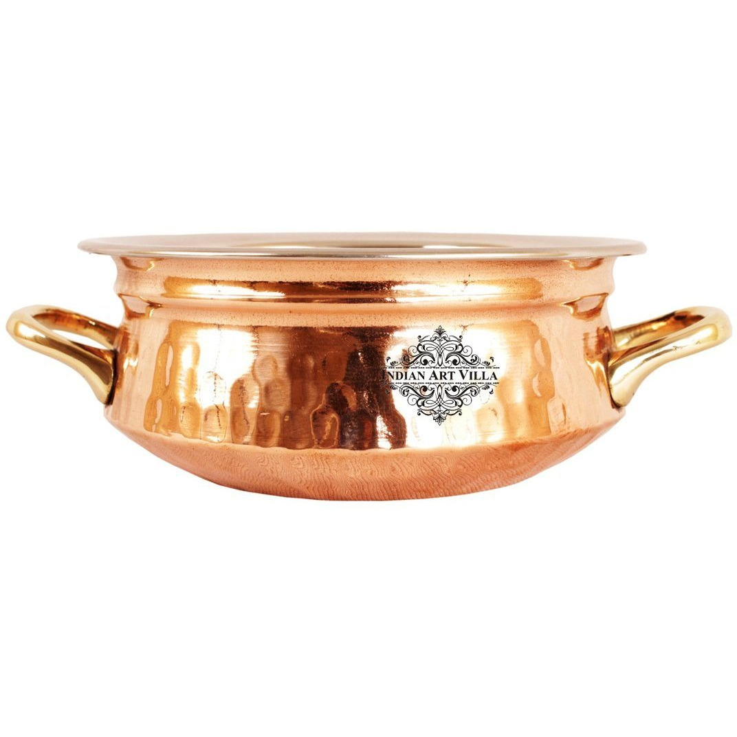 IndianArtVilla Steel Copper Serving Handi Bowl|Serveware & Dinnerware|16Oz
