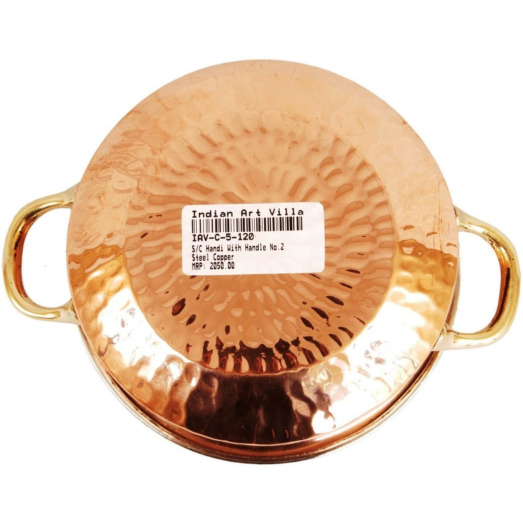 IndianArtVilla Steel Copper Serving Handi Bowl|Serveware & Dinnerware|16Oz