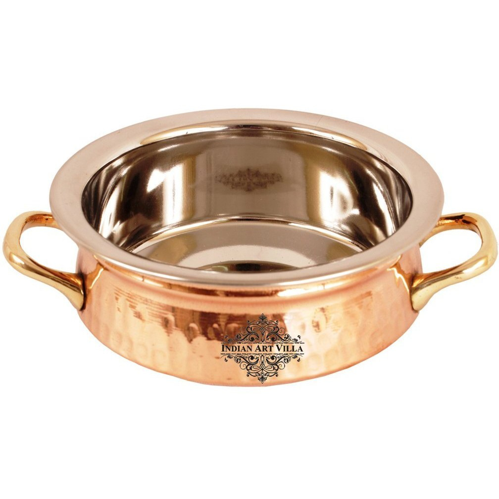 IndianArtVilla Steel Copper Serving Handi Bowl|Serveware & Dinnerware|20Oz