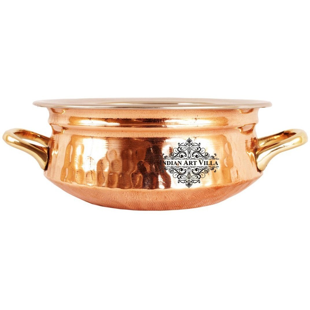 IndianArtVilla Steel Copper Serving Handi Bowl|Serveware & Dinnerware|20Oz