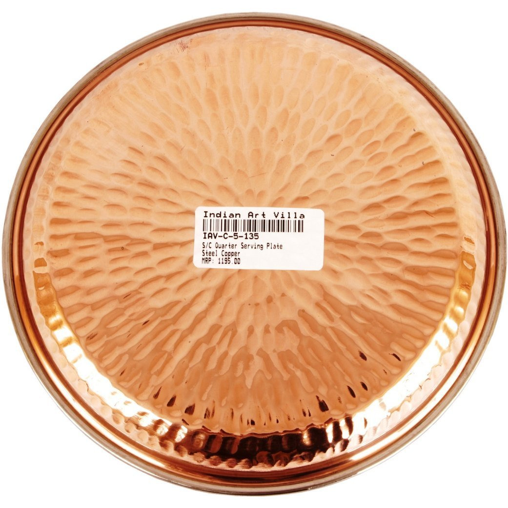 IndianArtVilla Steel Copper Serving Plate|Serveware & Dinnerware|7.5'' Inch