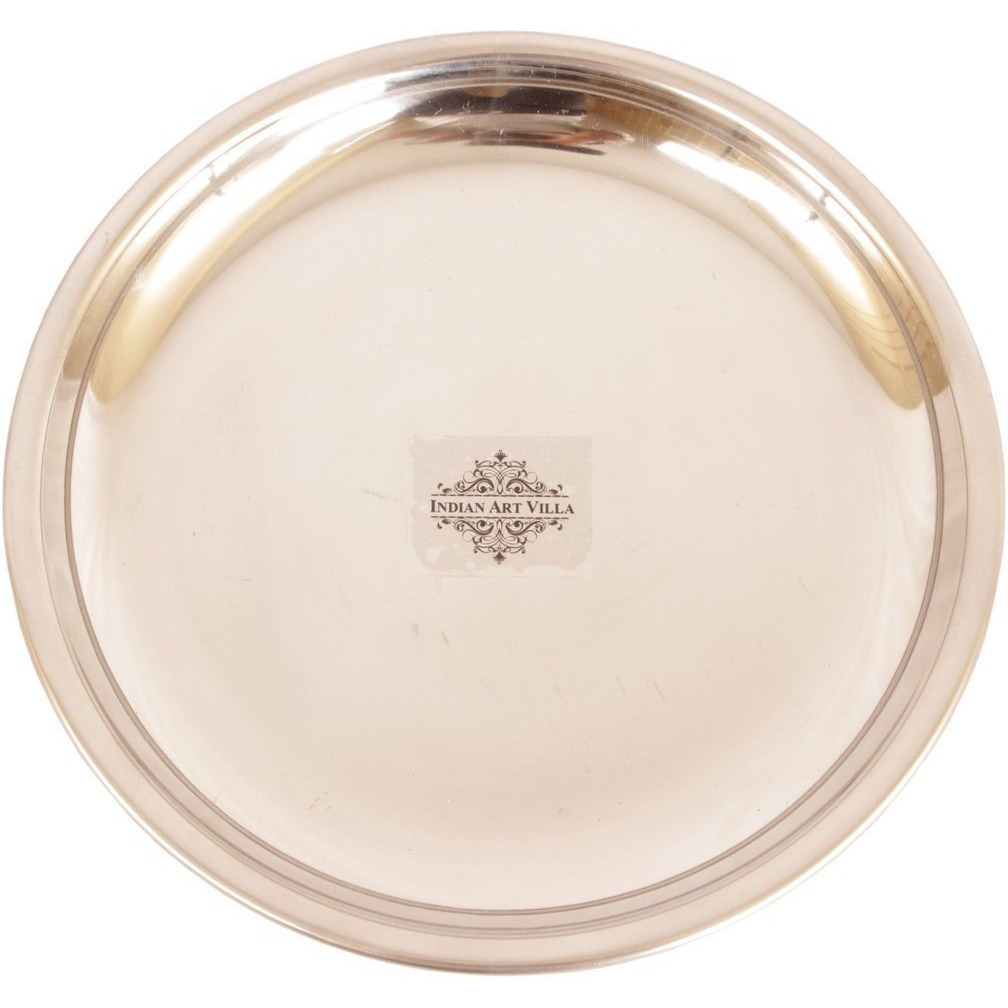 IndianArtVilla Steel Copper Serving Plate|Serveware & Dinnerware|7.5'' Inch