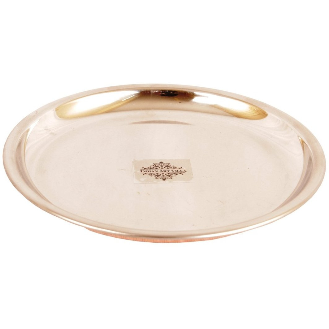 IndianArtVilla Steel Copper Serving Plate|Serveware & Dinnerware|7.5'' Inch