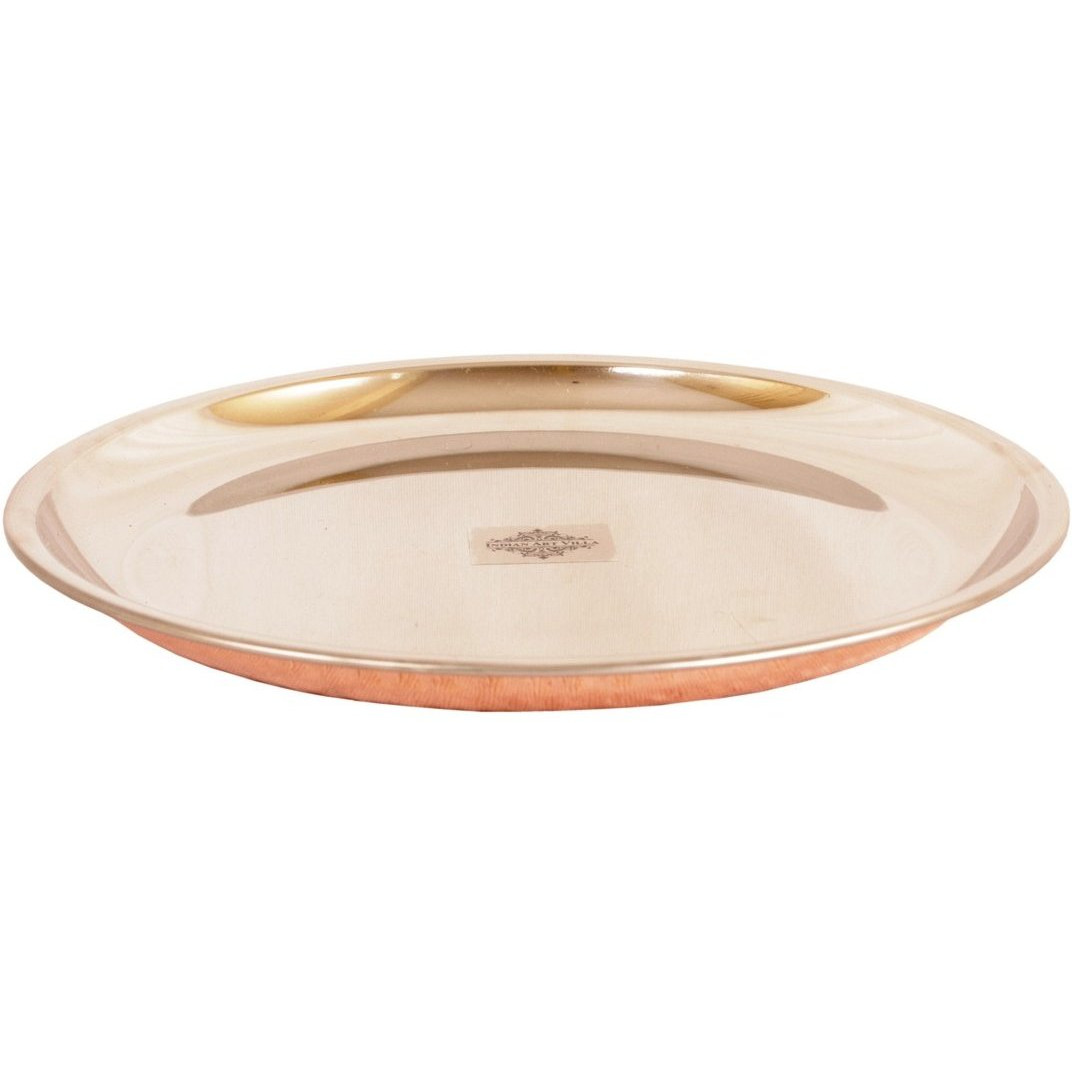 IndianArtVilla Steel Copper Serving Plate|Serveware & Dinnerware|10.2'' Inch