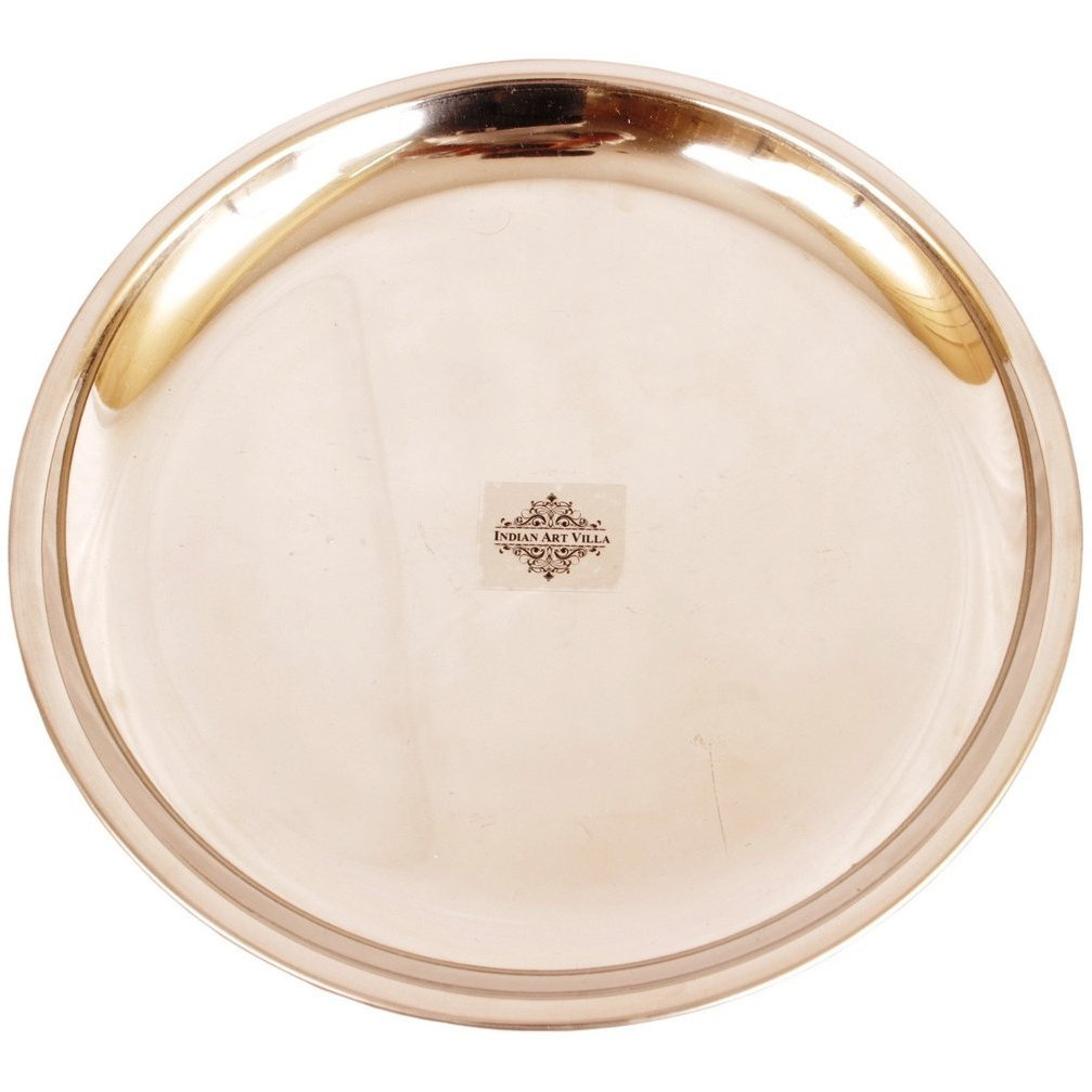 IndianArtVilla Steel Copper Serving Plate|Serveware & Dinnerware|10.2'' Inch