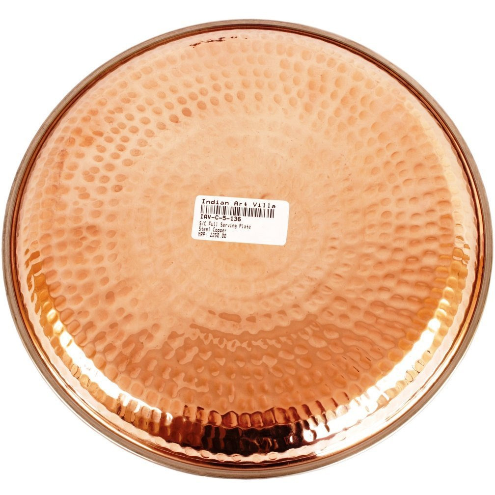 IndianArtVilla Steel Copper Serving Plate|Serveware & Dinnerware|10.2'' Inch