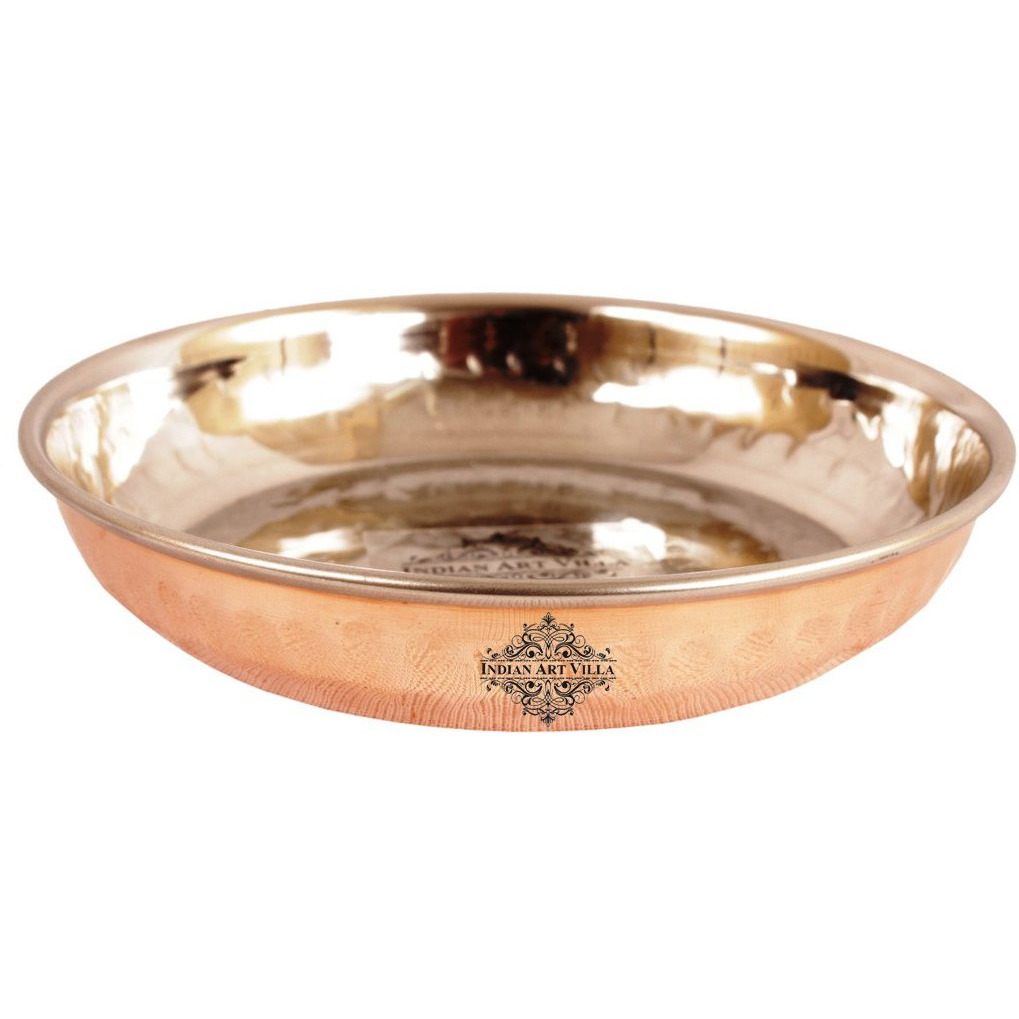 IndianArtVilla Steel Copper Rice Plate 3 Oz
