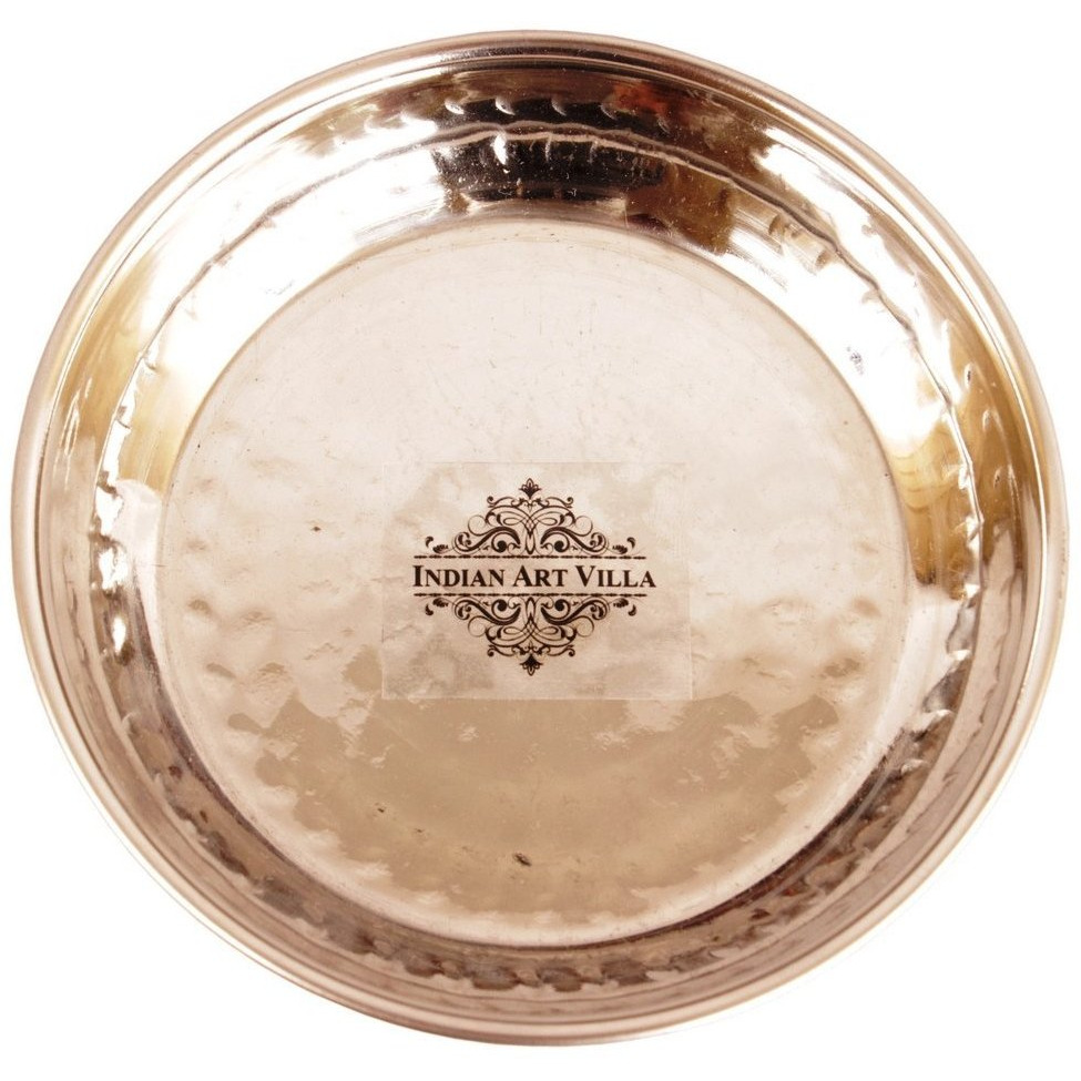 IndianArtVilla Steel Copper Rice Plate 3 Oz