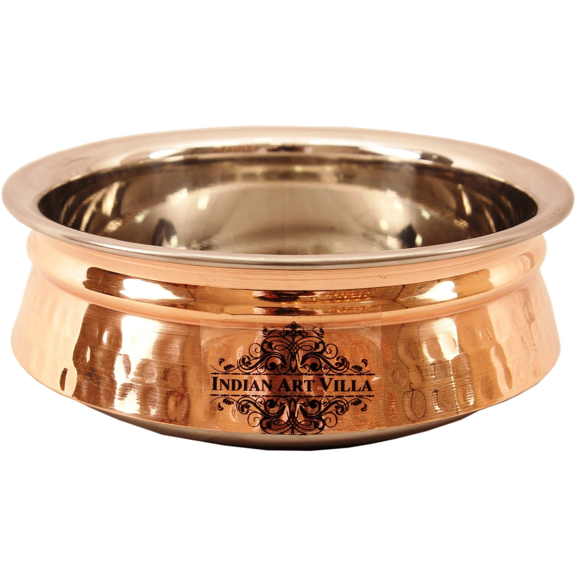IndianArtVilla Steel Copper Induction Handi Bowl 5.0 Dia