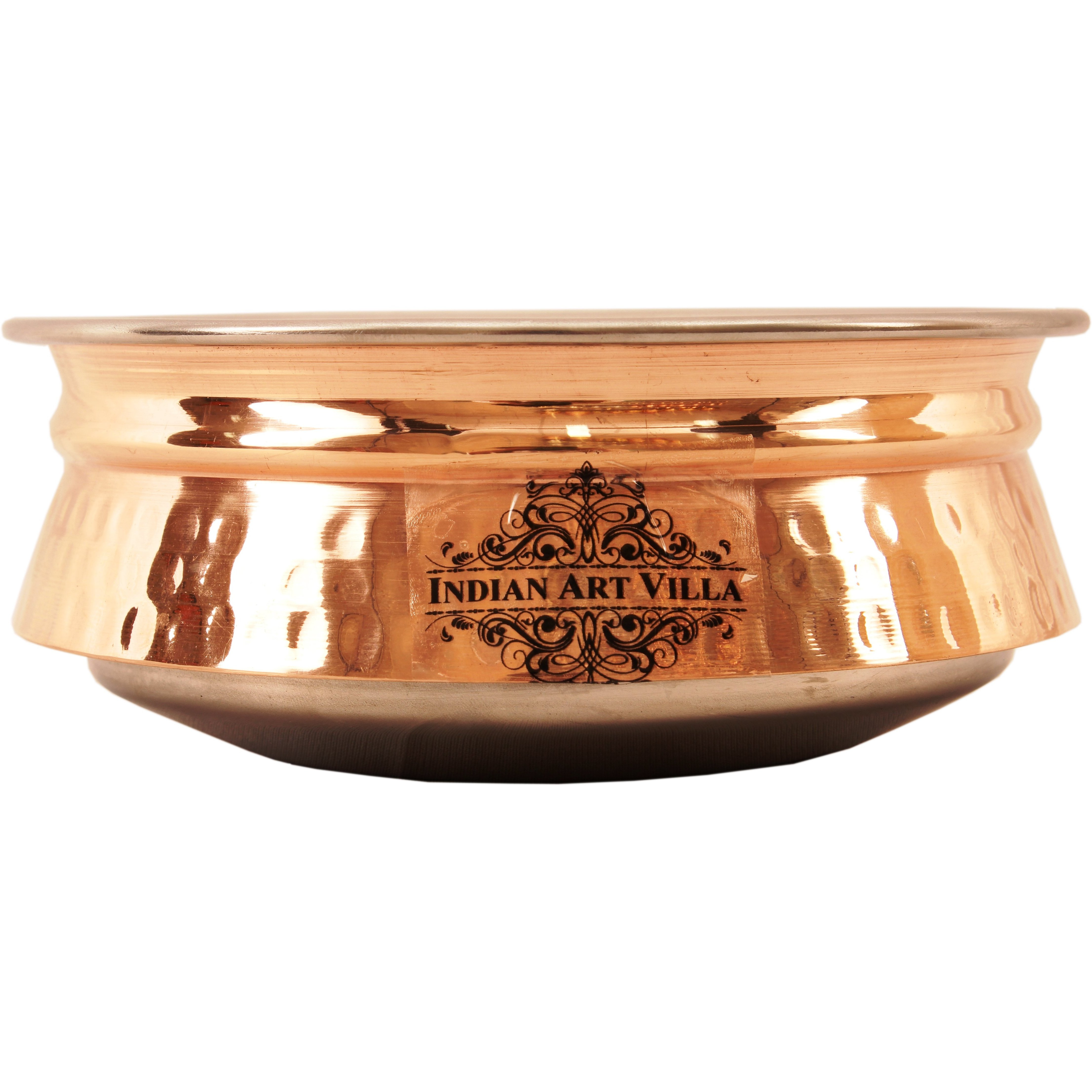 IndianArtVilla Steel Copper Induction Handi Bowl 5.0 Dia