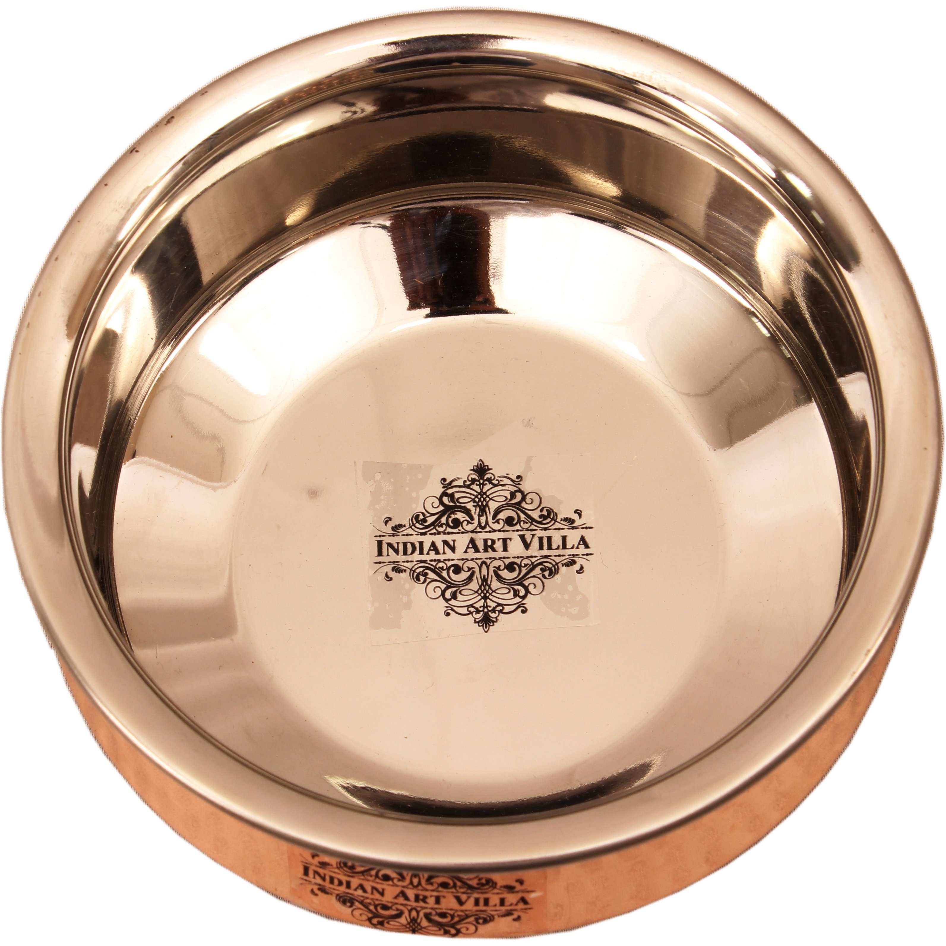 IndianArtVilla Steel Copper Induction Handi Bowl 5.0 Dia