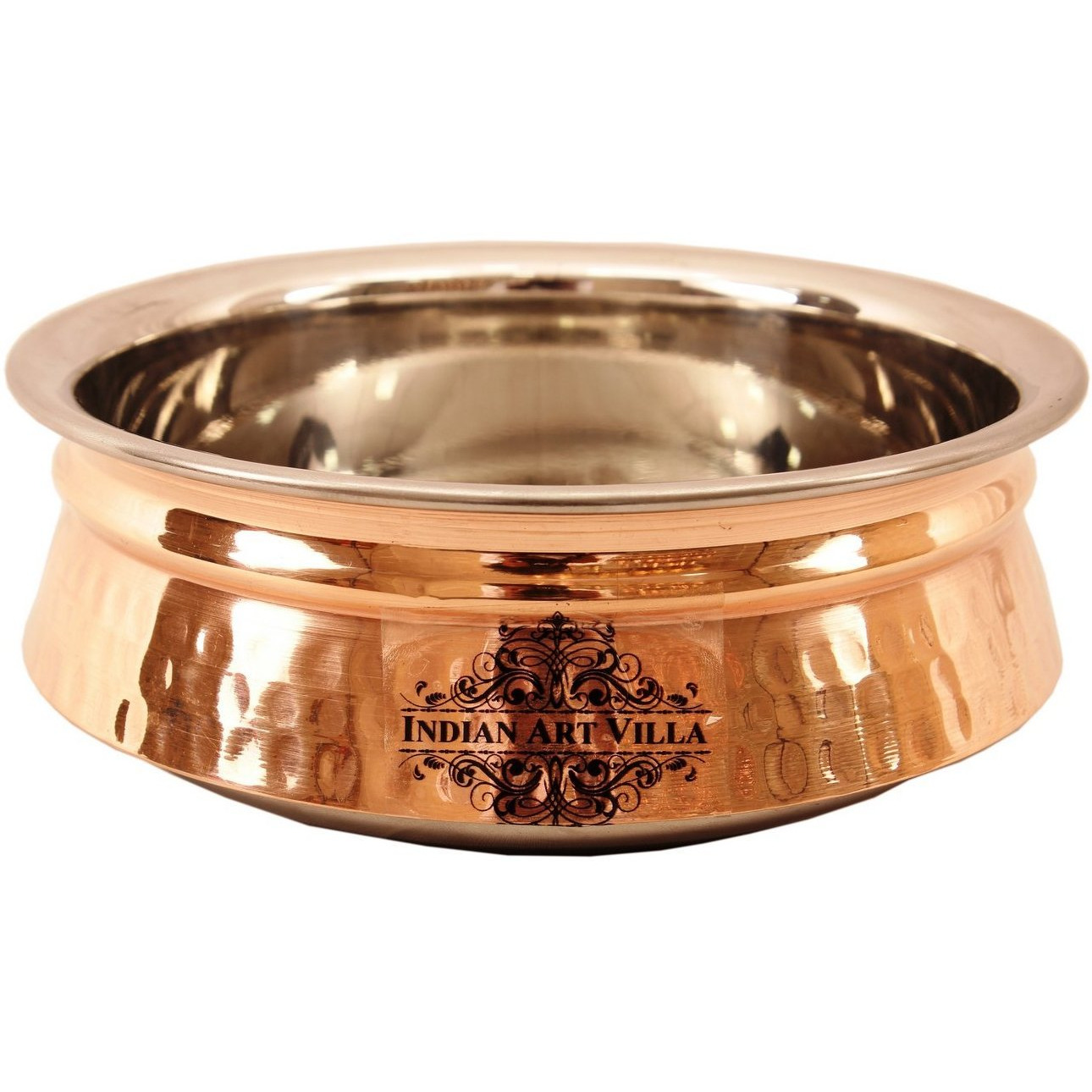 IndianArtVilla Steel Copper Induction Handi Bowl 5.8 Dia