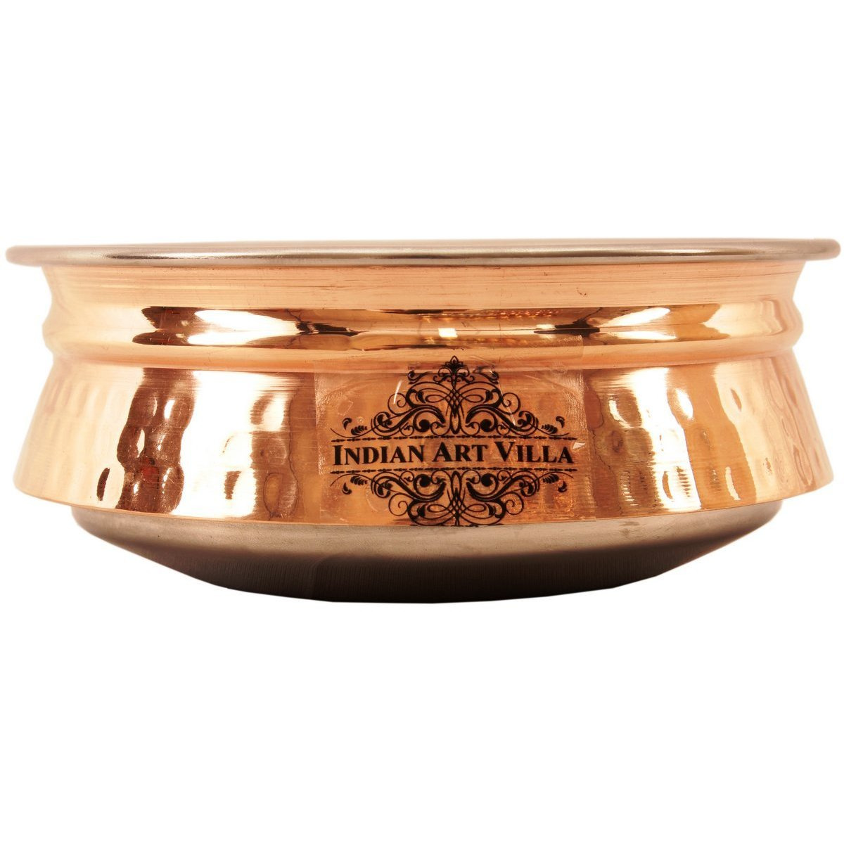 IndianArtVilla Steel Copper Induction Handi Bowl 5.8 Dia