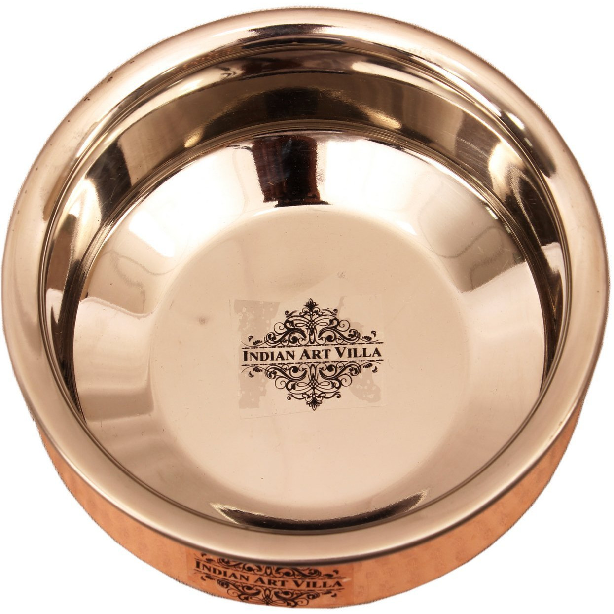 IndianArtVilla Steel Copper Induction Handi Bowl 5.8 Dia