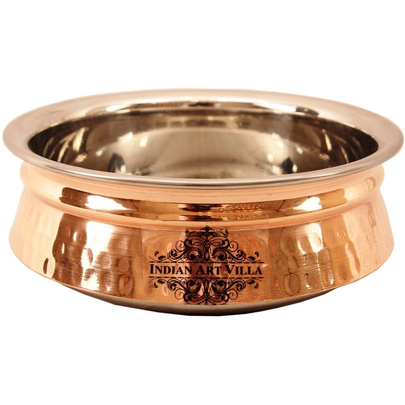 IndianArtVilla Steel Copper Induction Handi Bowl 6.5 Dia