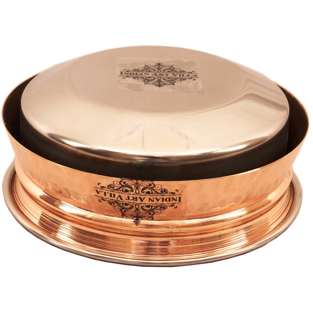IndianArtVilla Steel Copper Induction Handi Bowl 6.5 Dia