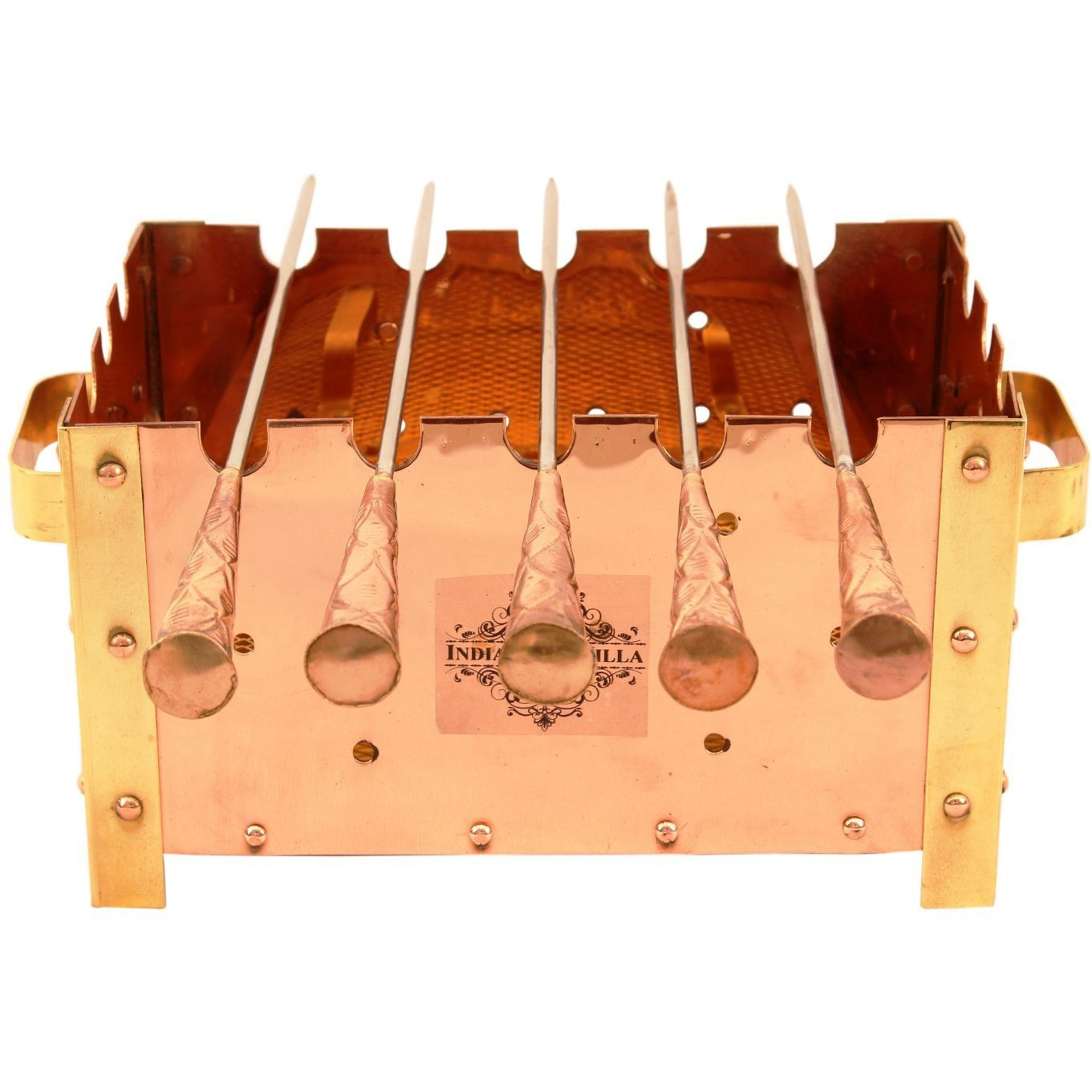 IndianArtVilla Copper Barbecue With Stickes Paneer Tikka -10.2 width