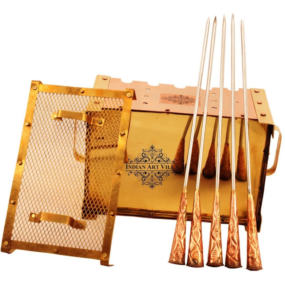 IndianArtVilla Copper Barbecue With Stickes Paneer Tikka -10.2 width