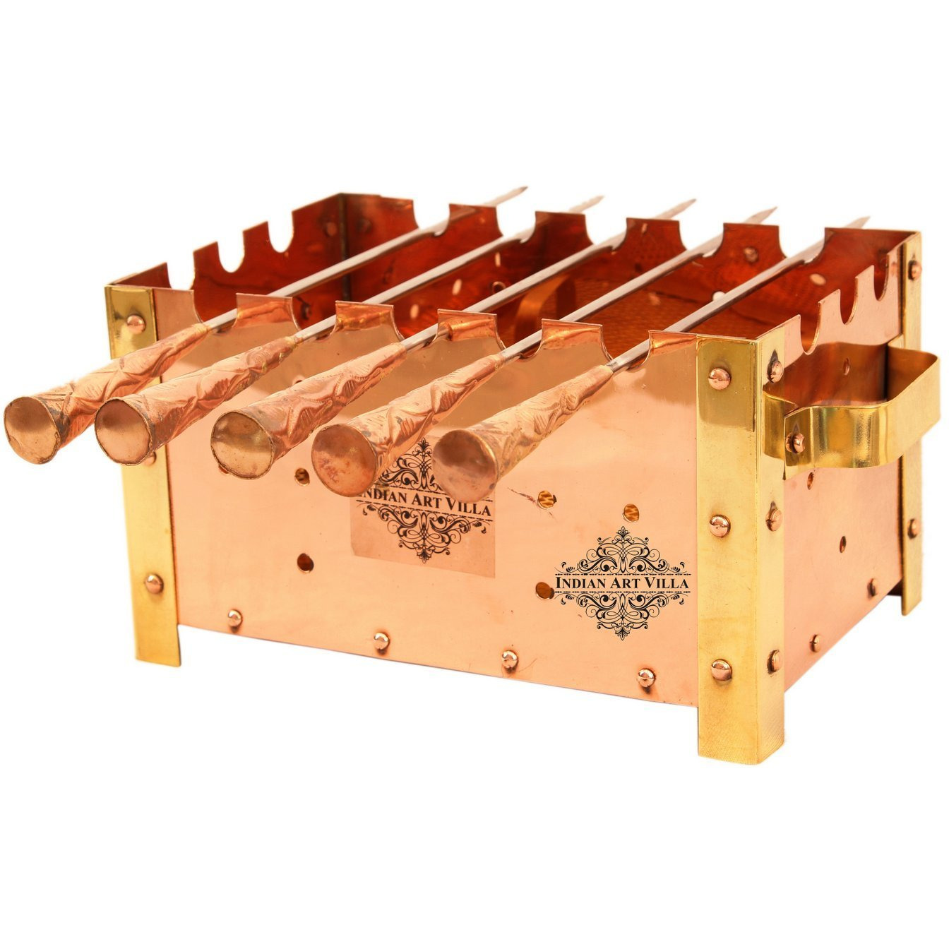IndianArtVilla Copper Barbecue With Stickes Paneer Tikka -10.2 width