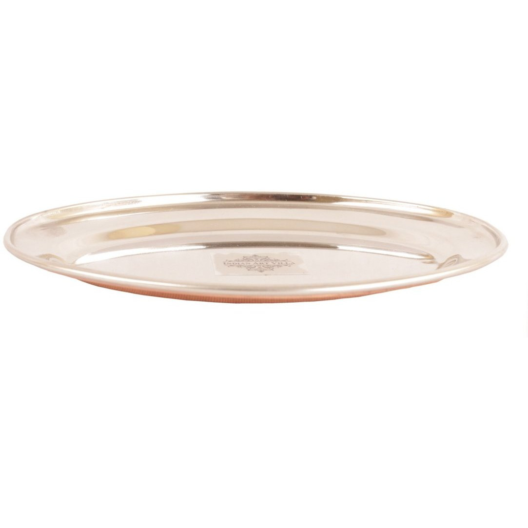 IndianArtVilla Steel Copper Oval Plate Flat- 8 Length