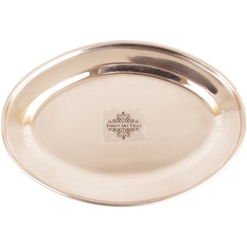 IndianArtVilla Steel Copper Oval Plate Flat- 8 Length