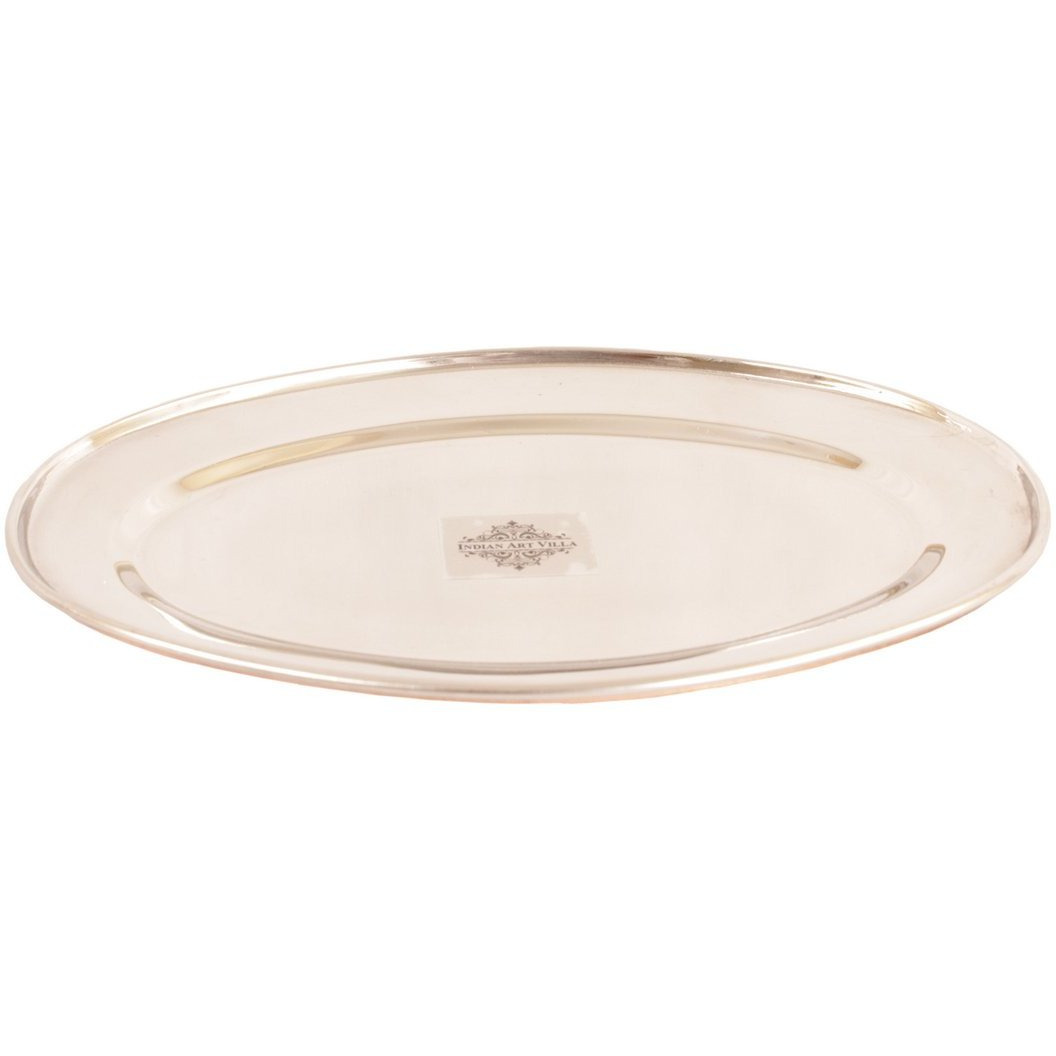 IndianArtVilla Steel Copper Oval Plate Flat- 9.9 Length