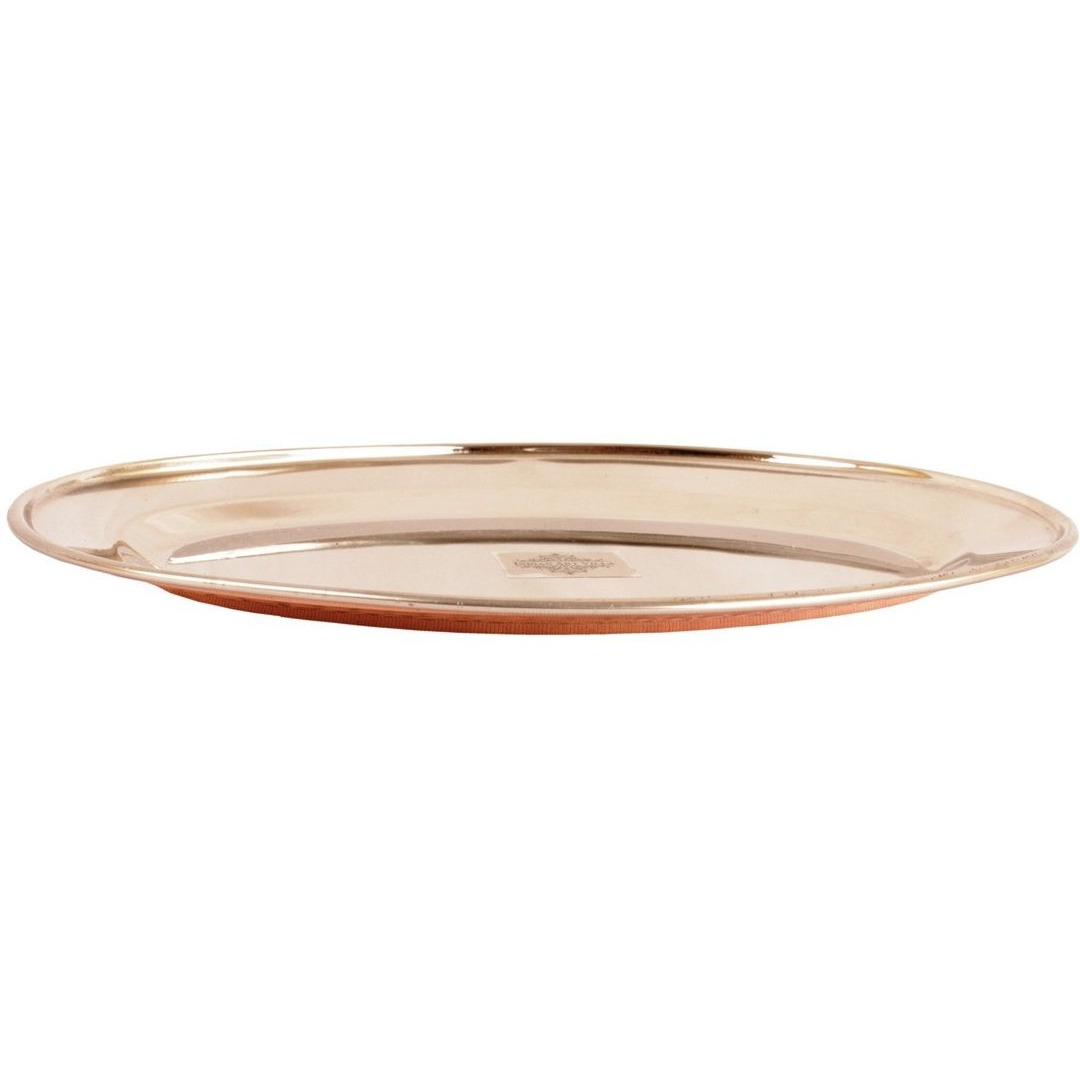 IndianArtVilla Steel Copper Oval Plate Flat- 12 Length