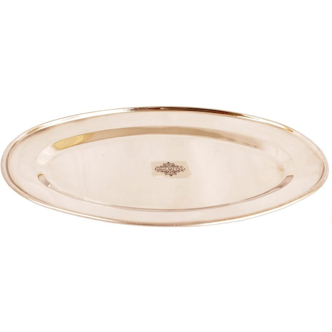 IndianArtVilla Steel Copper Oval Plate Flat- 12 Length