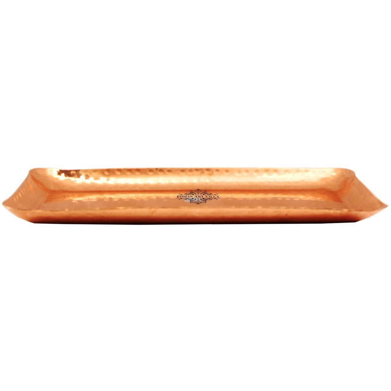 IndianArtVilla Copper Rectangular Tray - 6 x 12 Inch