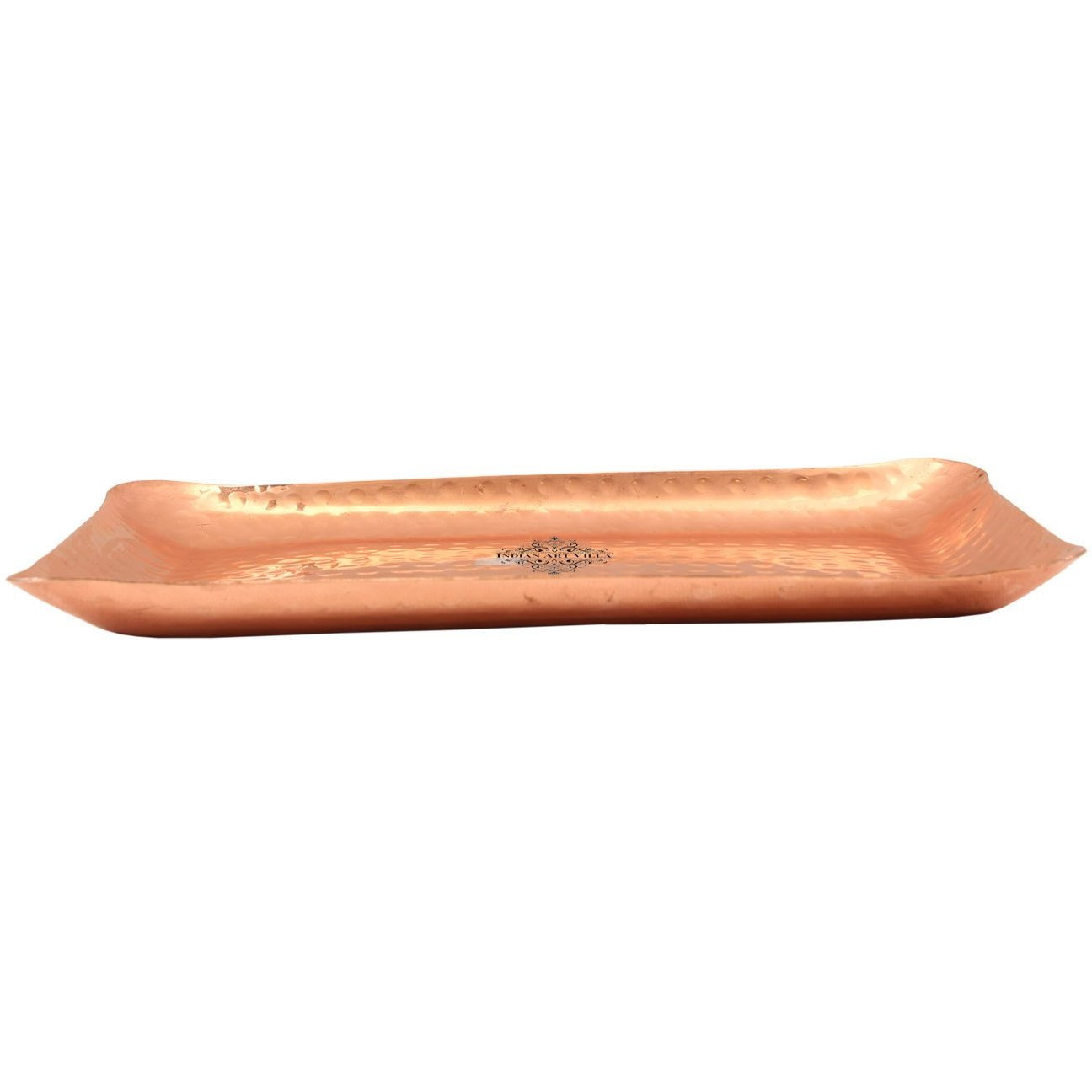 IndianArtVilla Copper Rectangular Tray - 7 x 11 Inch