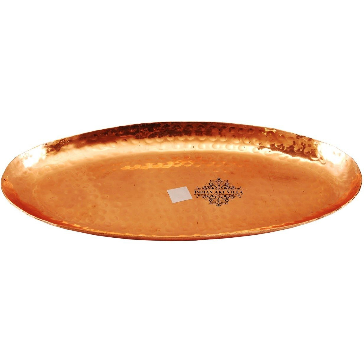 IndianArtVilla Copper Oval Tray - 10 Length