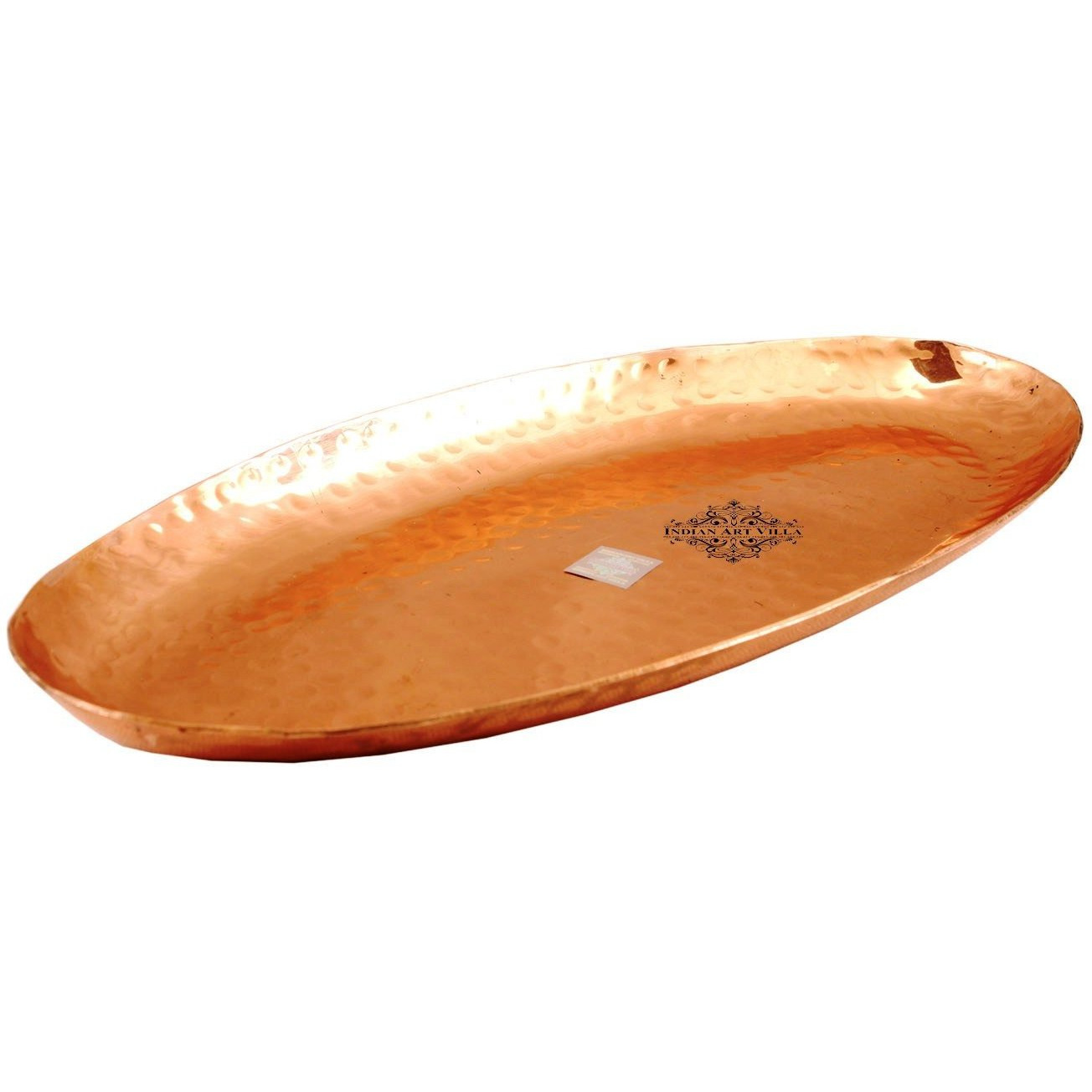 IndianArtVilla Copper Oval Tray - 10 Length