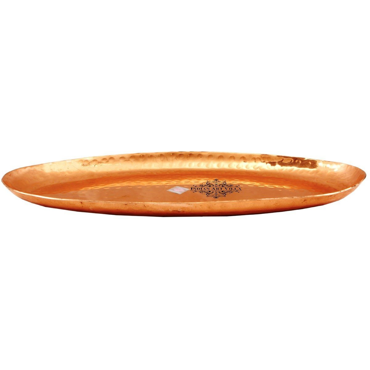 IndianArtVilla Copper Oval Tray - 12 Length