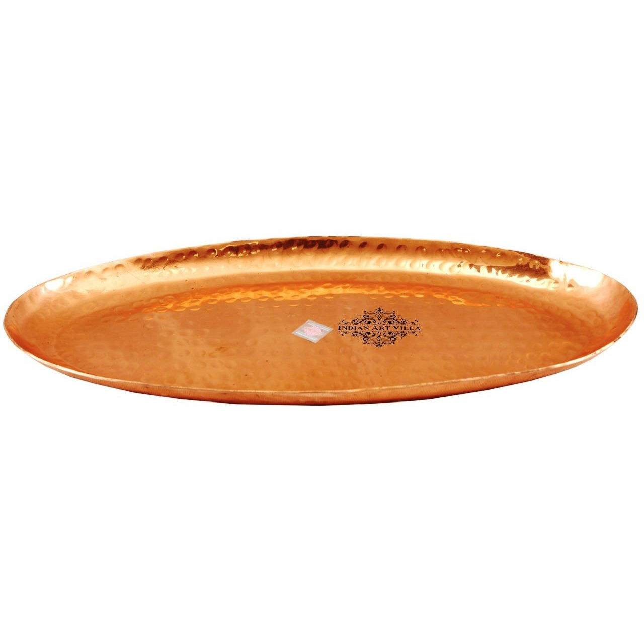 IndianArtVilla Copper Oval Tray - 12 Length