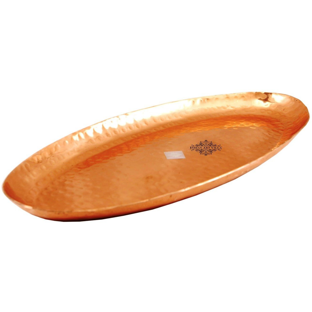 IndianArtVilla Copper Oval Tray - 12 Length