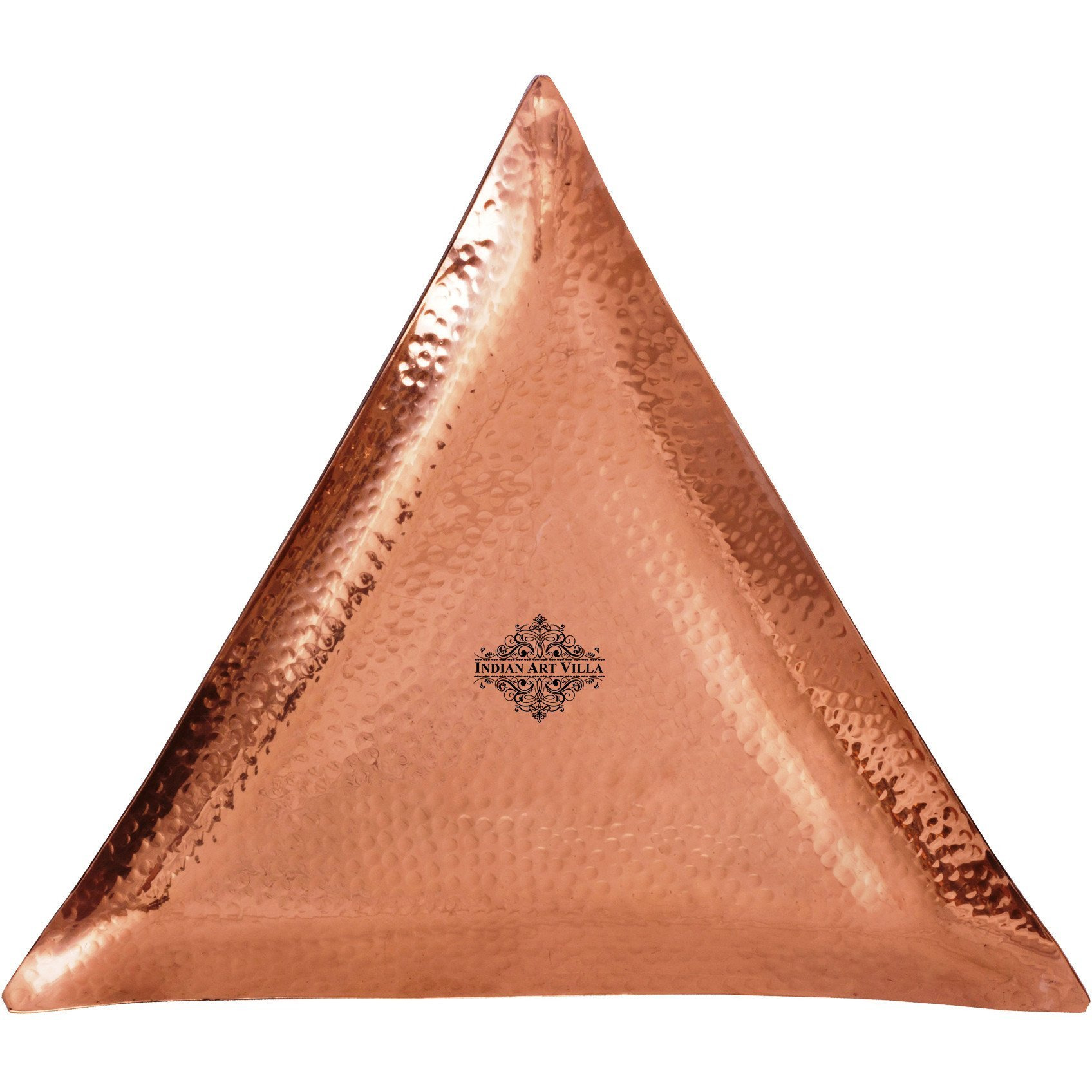 IndianArtVilla Copper Hammered Triangular Tray Length 10.5 Inch