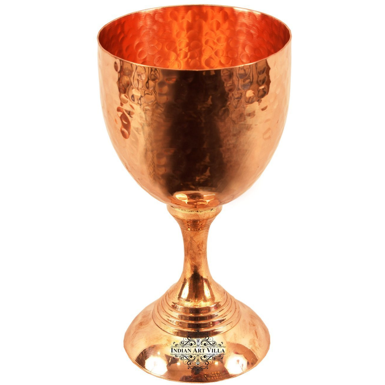 IndianArtVilla Copper Wine Glass with Bottom 8Oz