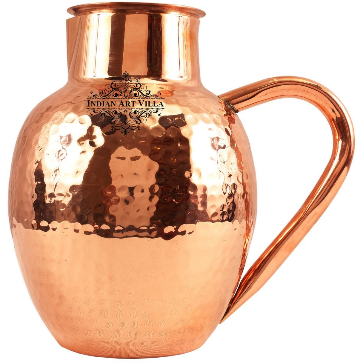 IndianArtVilla Copper Hammered Surai Jug Pitcher 54Oz