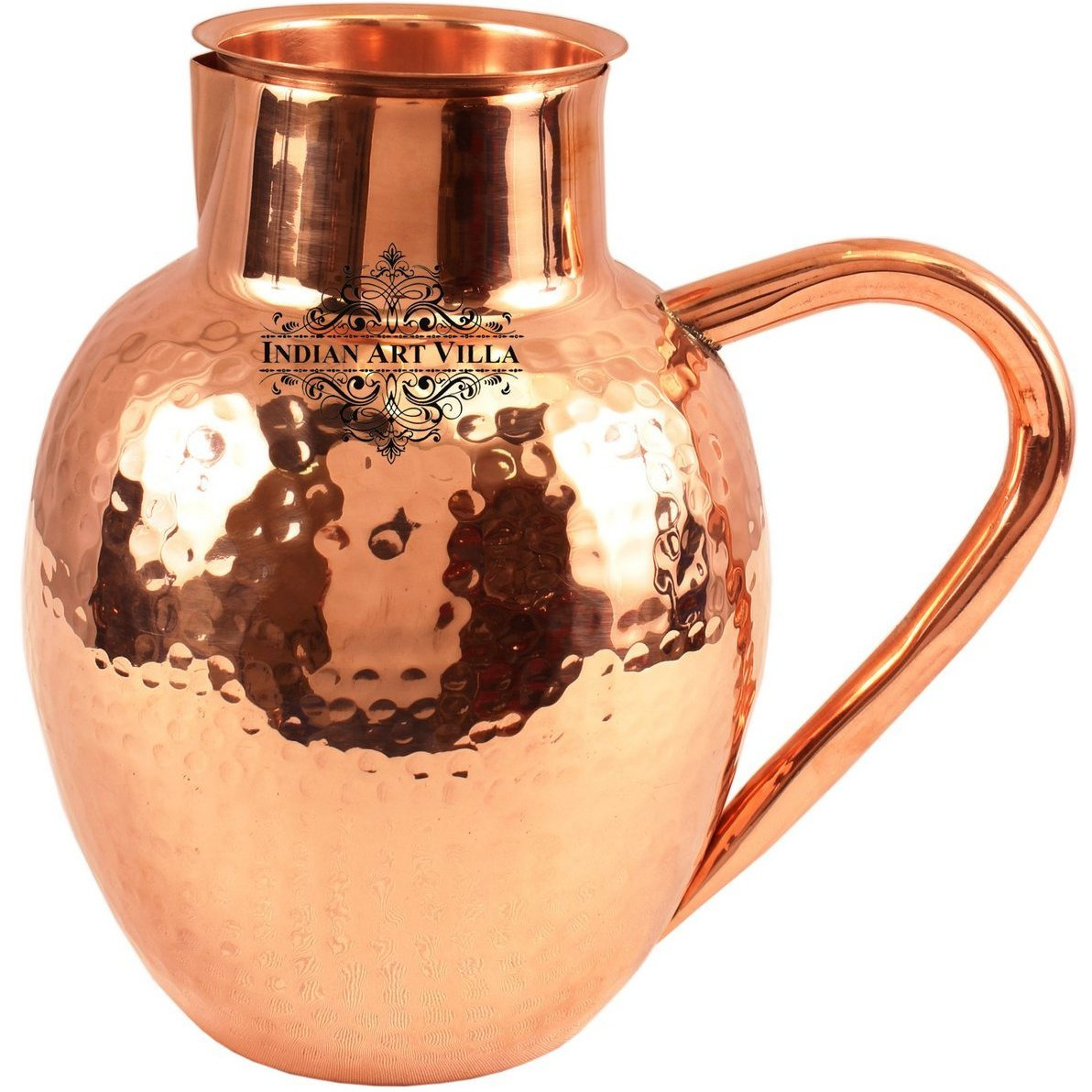 IndianArtVilla Copper Hammered Surai Jug Pitcher 54Oz