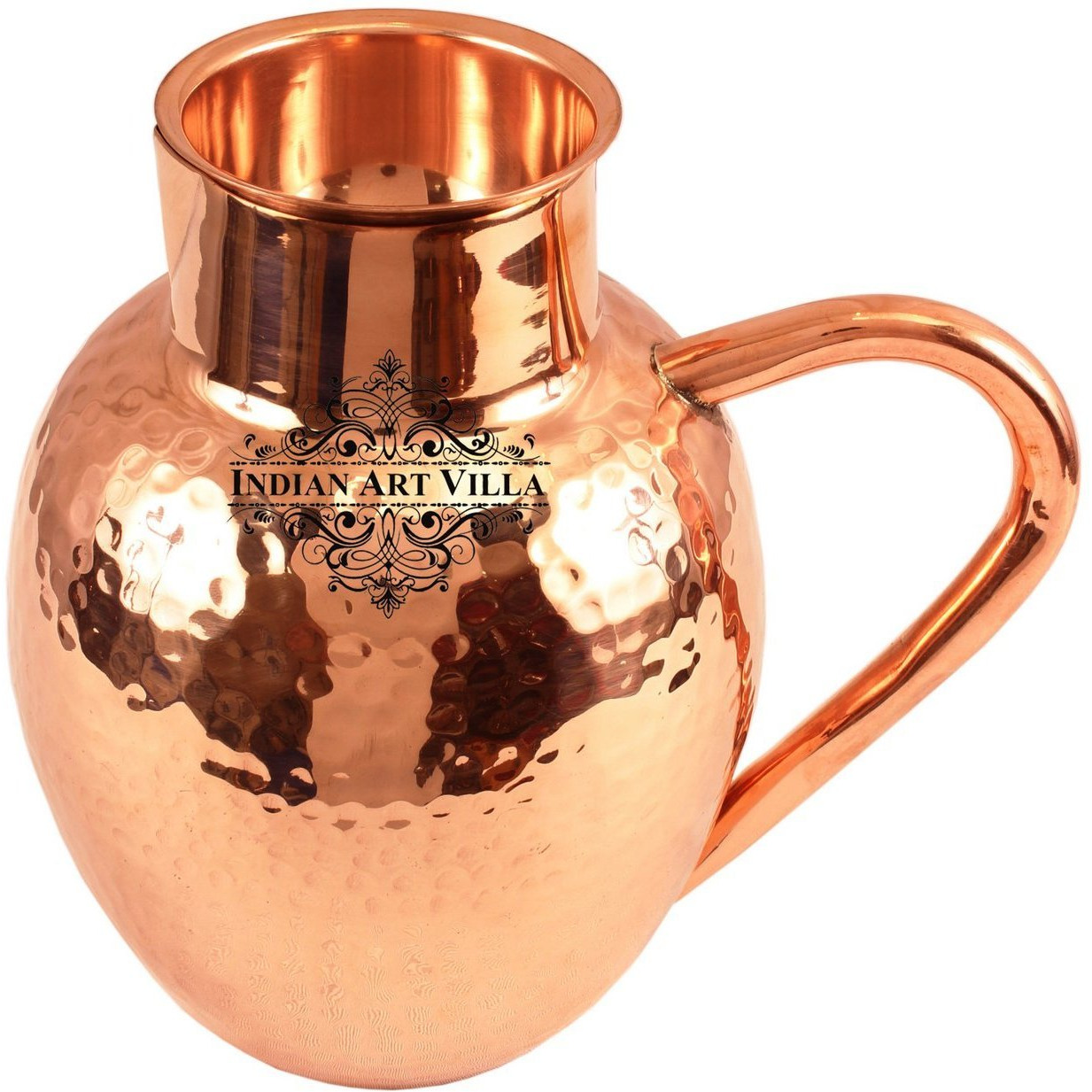 IndianArtVilla Copper Hammered Surai Jug Pitcher 54Oz