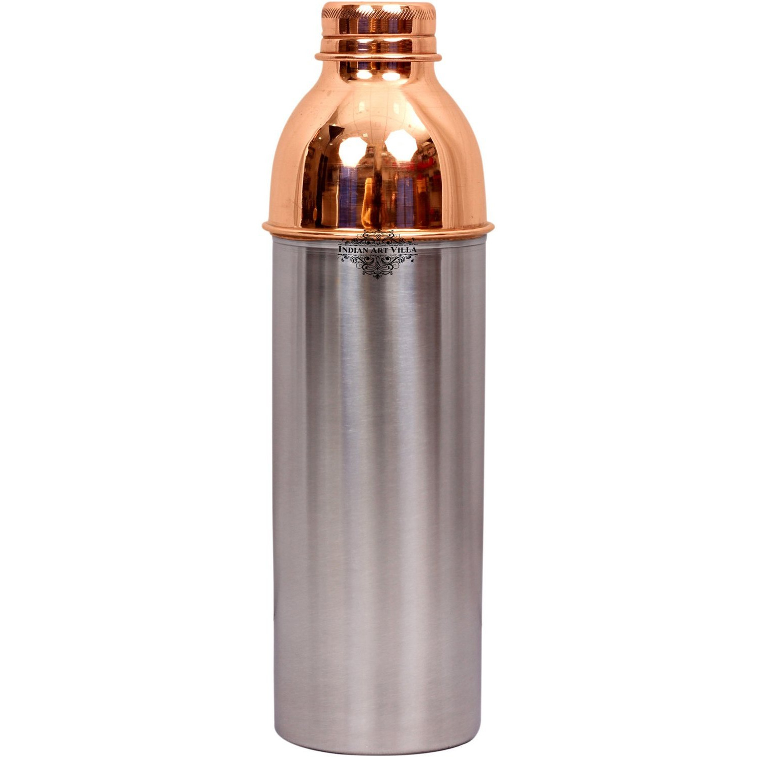 IndianArtVilla Steel Copper Thermos Design Bottle, 28Oz